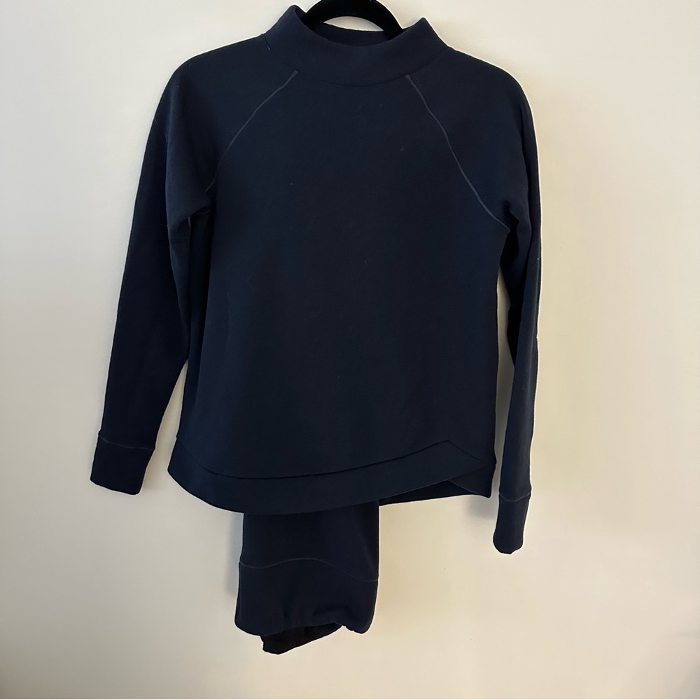 Wander by hot totties navy blue wool blend sweatshirt and legging set women’s S